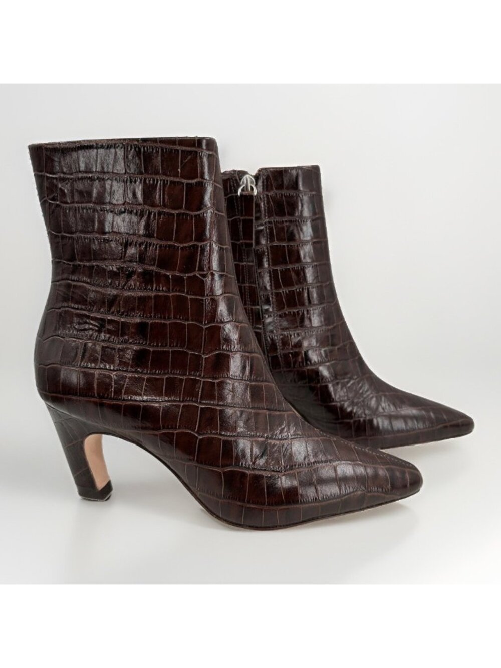 Everlane The Short Banana Heel Boot in Brown Crocodile Leather 8 Ankle Zip